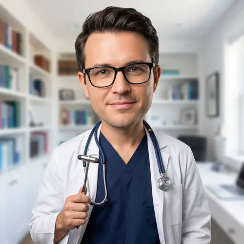 Handsome 40-Year-Old Male Doctor in Professional Attire | Realistic Portrait