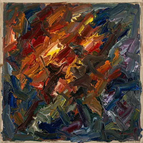 Abstract Impressionistic War Scene: Chaos and Struggle Depicted