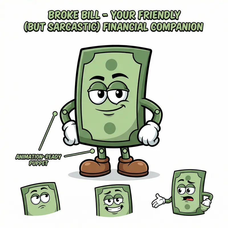 Broke Bill: Your Friendly Dollar Bill Mascot