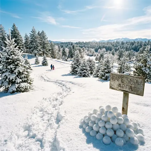 Scenic Landscape Blanketed in Fluffy Fake Snow