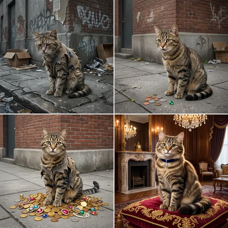 From Scruffy to Sparkling: A Cat's Transformation