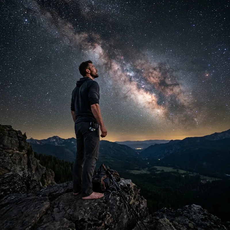 Fit Man Under Starry Night Sky - Captivating Image