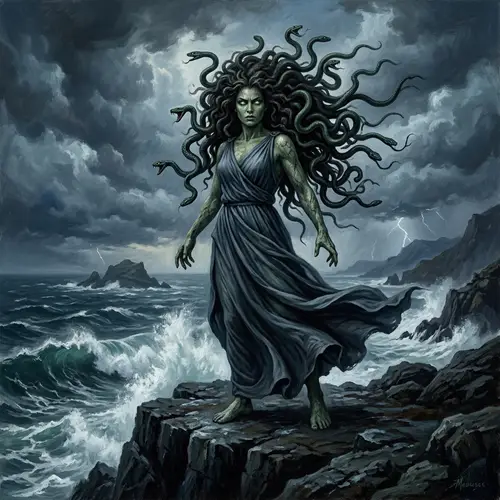 Medusa's Rise: Captivating Mythological Scene