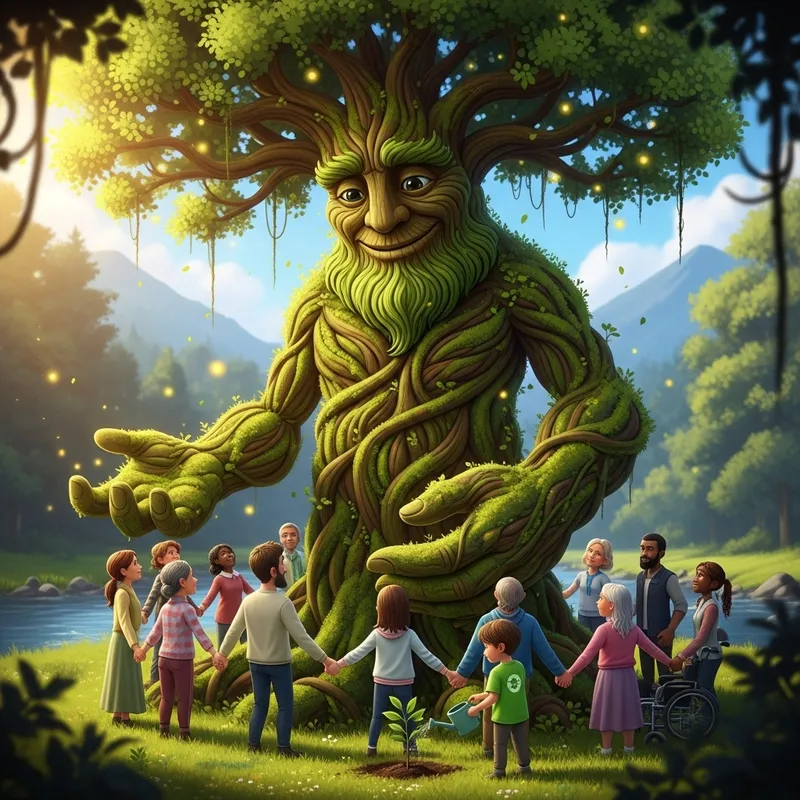 Warm Character Symbolizing Ecology and Solidarity