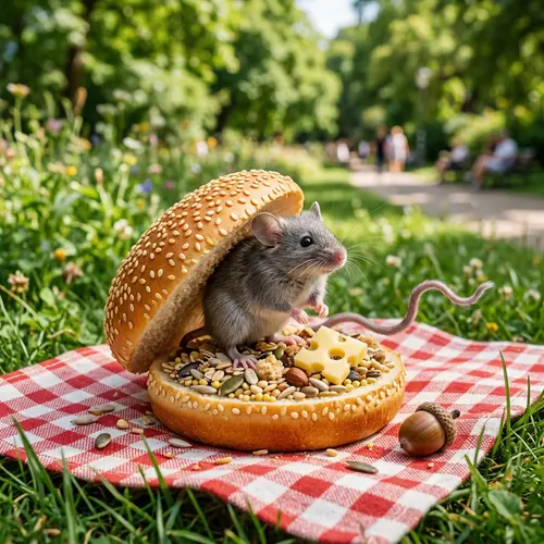Whimsical Mouse Burger: A Tiny Creature's Feast