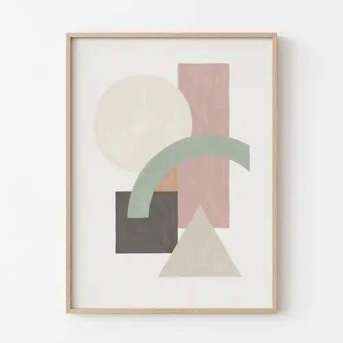Minimalistic Abstract Art: Geometric Shapes & Soft Tones
