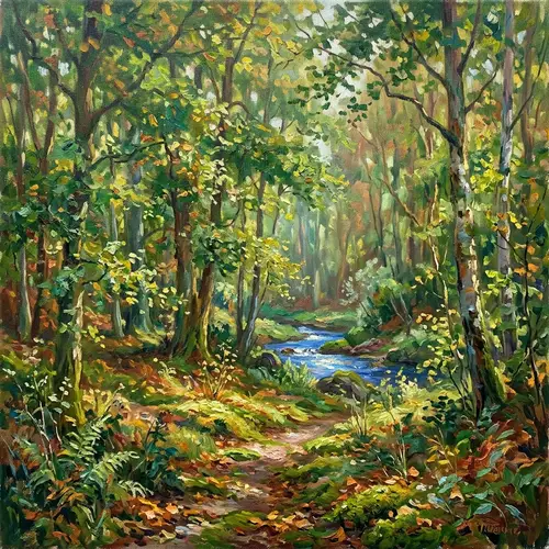 Impressionist Forest Art | Peaceful Green Scene
