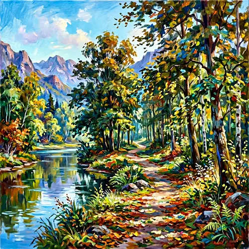 Serene Forest Landscape Painting | Impressionist Art