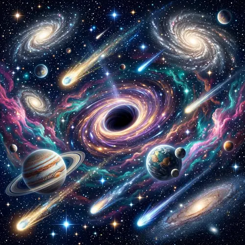 Abstract Universe: Swirling Galaxies, Twinkling Stars