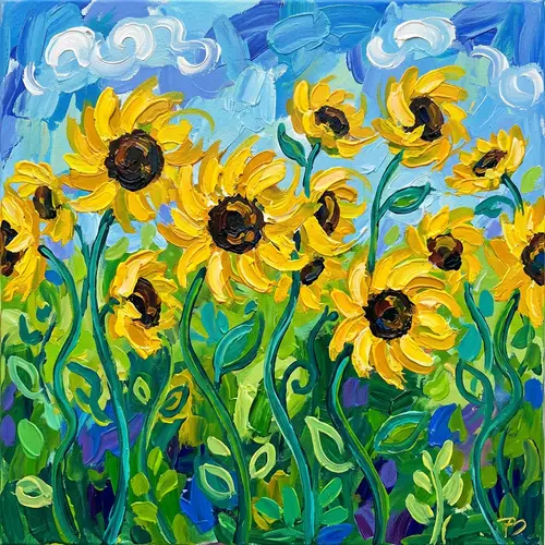 Vibrant Sunflower Field Abstract Art