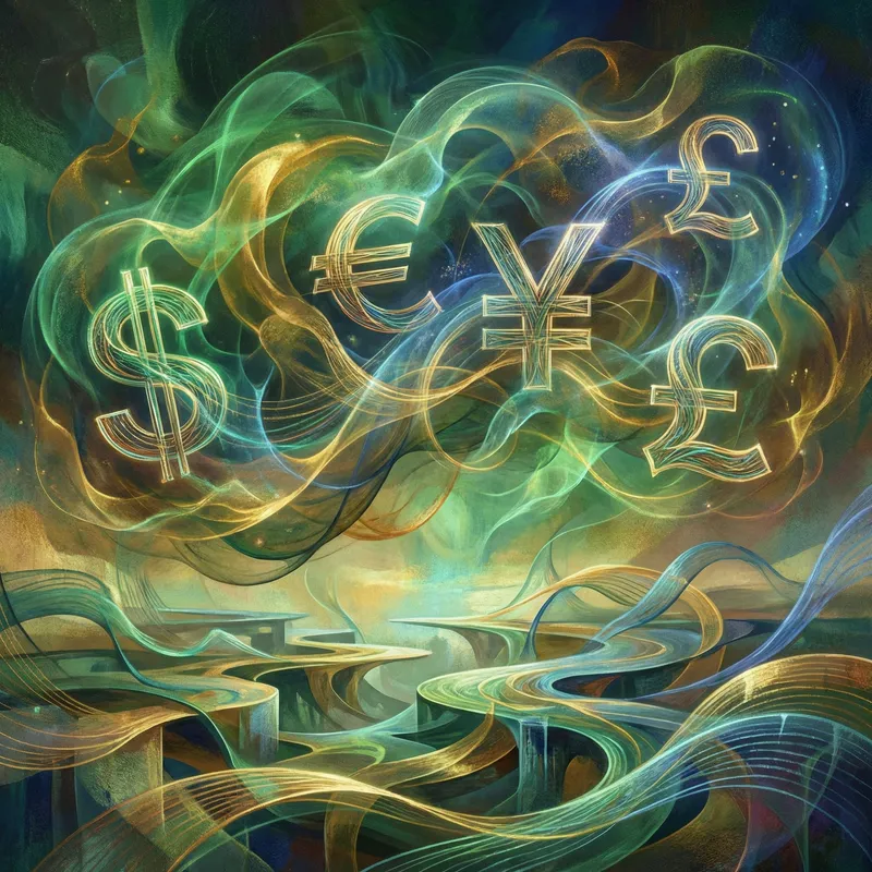 Abstract Representation of Money: Currency Symbols in Harmonious Chaos Abstract Representation of Money: Currency Symbols in Harmonious Chaos