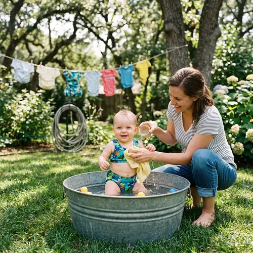 Bathing Baby in Cloth Diapers: Outdoor Tips