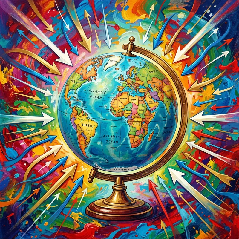 Global Unity and connectivity with Vibrant Globe and Arrows Global Unity and connectivity with Vibrant Globe and Arrows