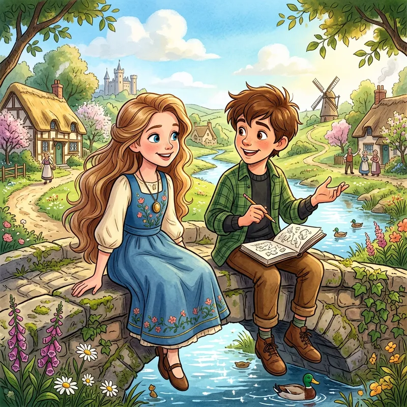 Disney Pixar Long Wavy Hair Brunette-Blonde Girl & Brown-Eyed Boy