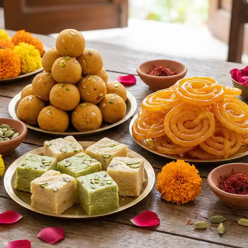 Colorful Indian Sweets: Laddu, Jalebi, Patisa & More