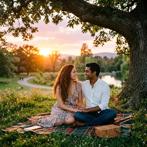 Romantic Scene of Love: Hispanic Woman & South Asian Man
