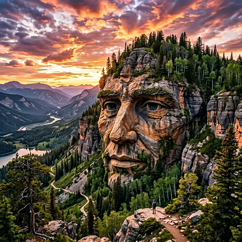 Mystical Face Landform: Natural Artwork of Nature's Beauty