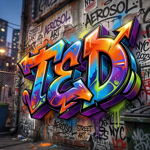 Bold and Vibrant 3D 'Ted' Graffiti Art | Digital Artwork