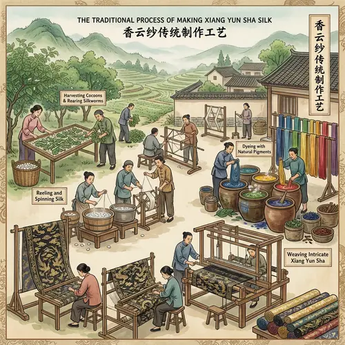 Traditional Xiang Yun Sha Silk Production Process