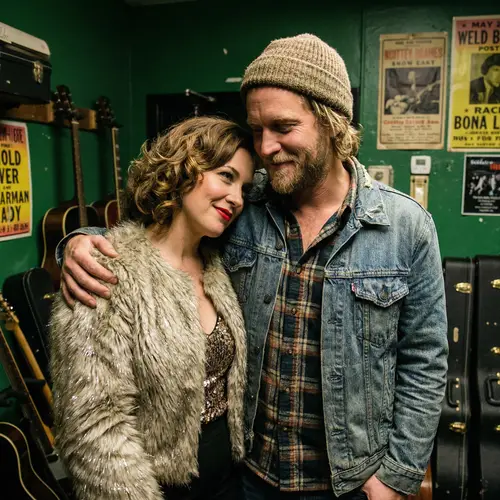 Vintage Glamorous Female Pop Singer & Grungy Male Rock Musician