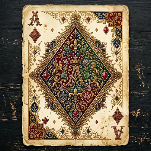 Elegant Antique Ace of Diamonds Playing Card Art