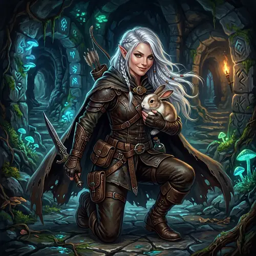 Vibrant Half-Elf Rogue Digital Painting