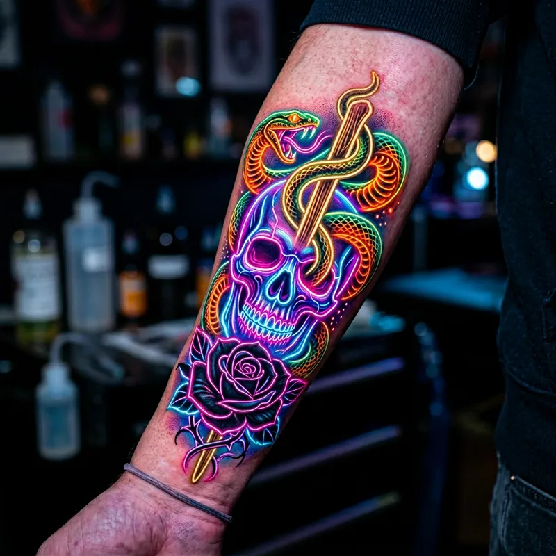 Vibrant Neon Forearm Tattoo Designs