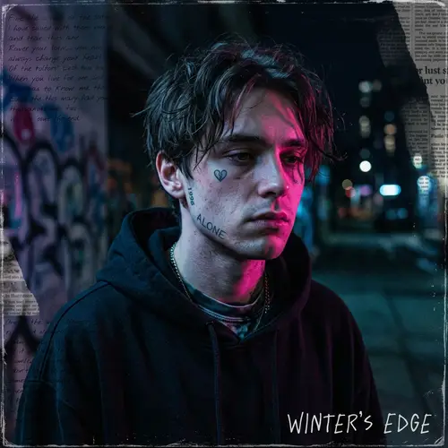 Emo-Rap Style Portrait Album Cover Art