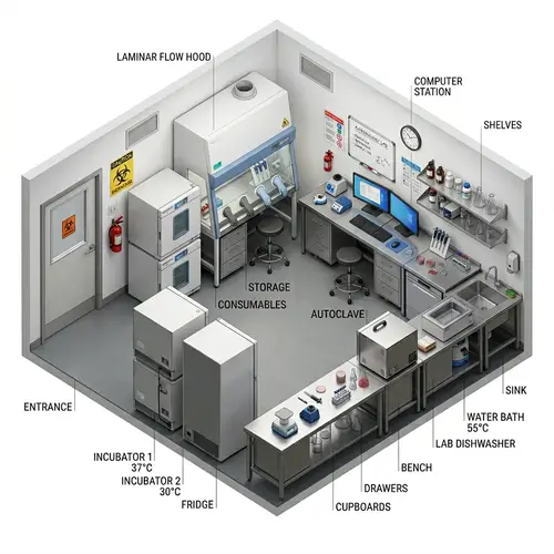 Microbiology Lab 3D Floor Plan for 1-2 People