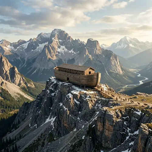 Noah's Ark Atop Monum. Mountain Landscape