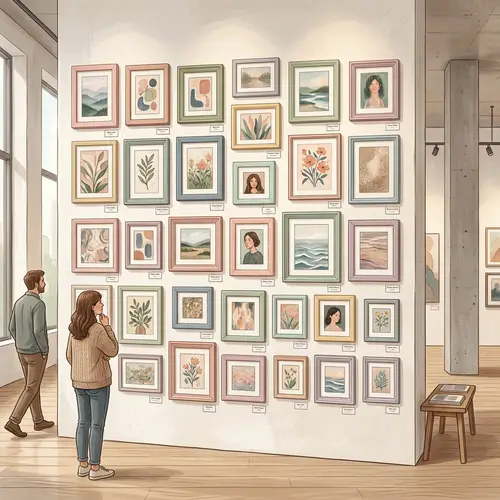 Artistic Display Wall with Pastel Frames | Gallery