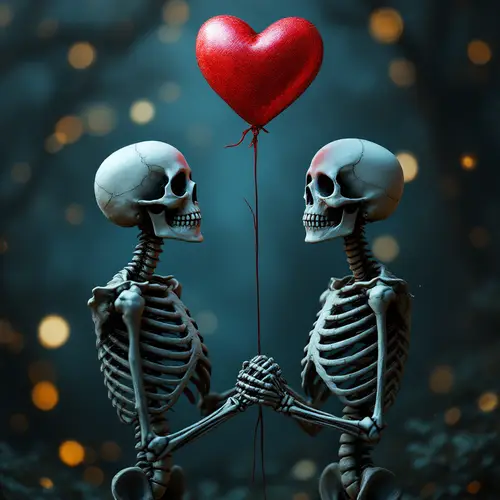 Skeletons in Love: Tim Burton Inspired Art