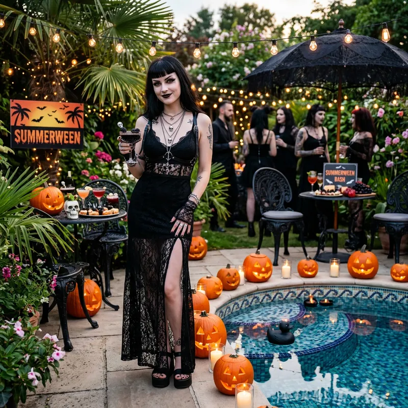 Gothic Summer Fashion: Halloween Garden Party Shoot