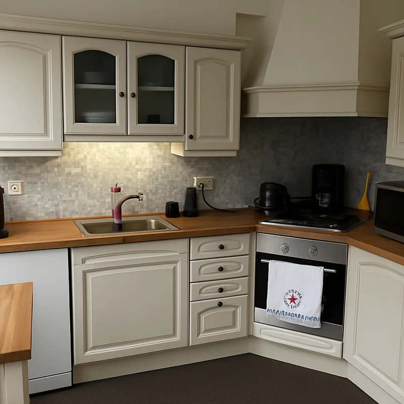 Modern Kitchen Design with Dishwasher and Wooden Countertop Modern Kitchen Design with Dishwasher and Wooden Countertop