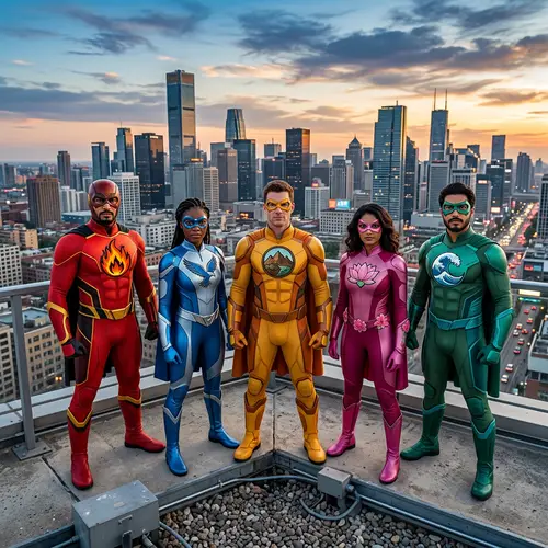 Superhero Siblings Unite: Diverse Team of Five Heroes