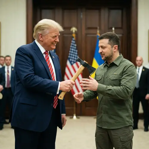Trump Presents Tomahawk Hatchet to Zelensky