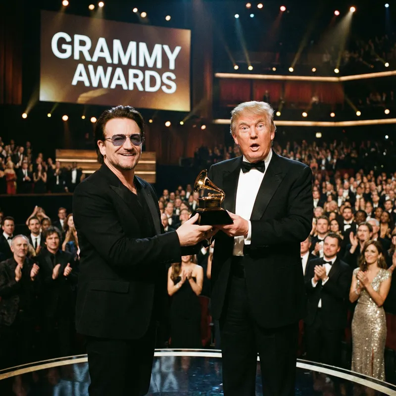 Bono Gives Grammy to Donald Trump