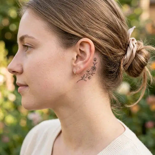 Elegant Small Tattoo Design for Women Behind Ear