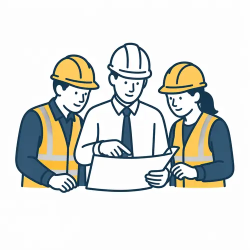 Construction Team Reviewing Plans - Iconography