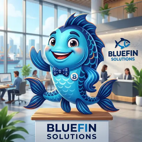 Friendly Blue and Navy Fish Mascot Design