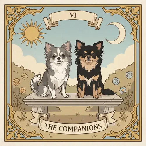 Chihuahua Tarot Card Illustration in Vintage Style