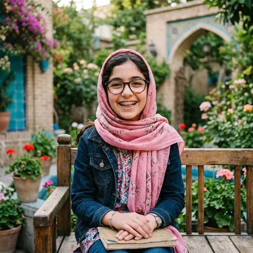 Iranian Girl with Braces and Eyeglasses - Portrait of Joy and Confidence