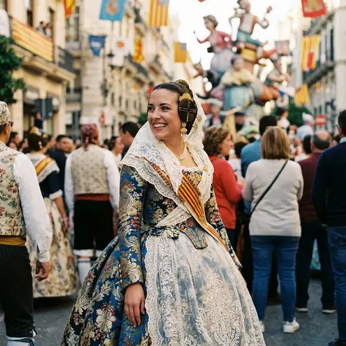 Traditional Fallera Costume in Valencia, Spain