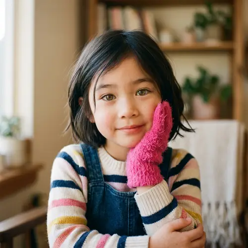 Intriguing Asian Girl in Pink Glove - Captivating Portrait