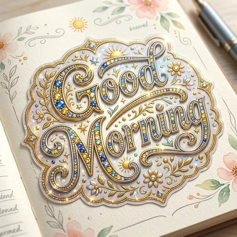 Sparkling 'Good Morning' Sticker Design Sparkling 'Good Morning' Sticker Design
