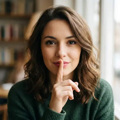 Sexy Brunette Woman Whispering Image