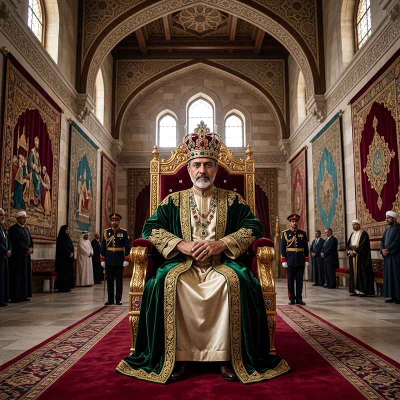 Royal Middle-Eastern Sovereign on Majestic Throne Royal Middle-Eastern Sovereign on Majestic Throne