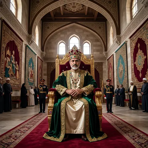 Regal Middle-Eastern Sovereign on Majestic Throne
