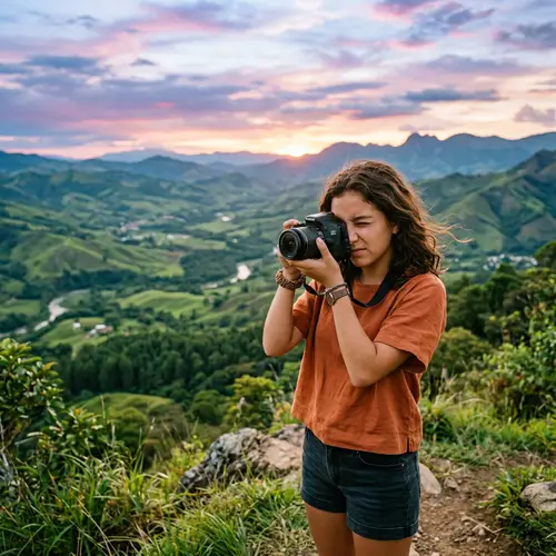 Girl Capturing Stunning Landscape Photos