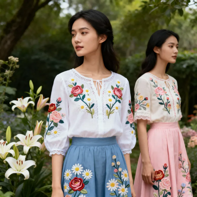 Hand-Embroidered Floral Fashion Collection